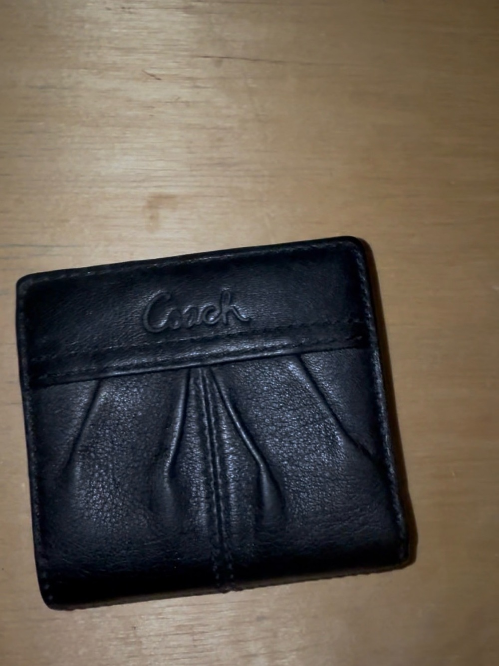 Coach Black Leather Compact Bifold Wallet